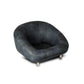 Contemporary Vegan Leather Low Seating Cushioned Chair In Blue Colour