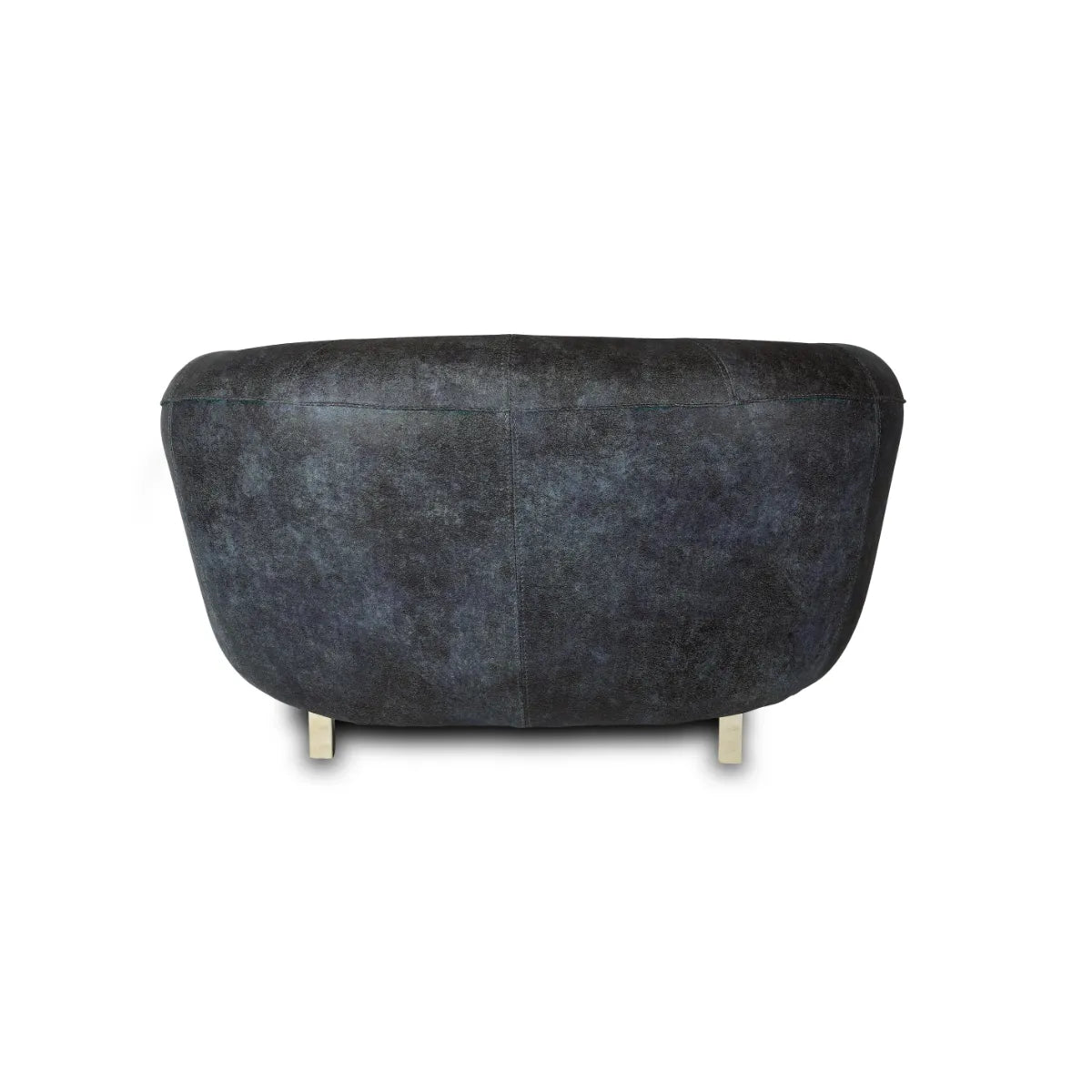 Contemporary Vegan Leather Low Seating Cushioned Chair In Blue Colour