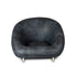 Contemporary Vegan Leather Low Seating Cushioned Chair In Blue Colour
