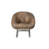 Contemporary Vegan Leather Low Seating Cushioned Chair In Brown Colour