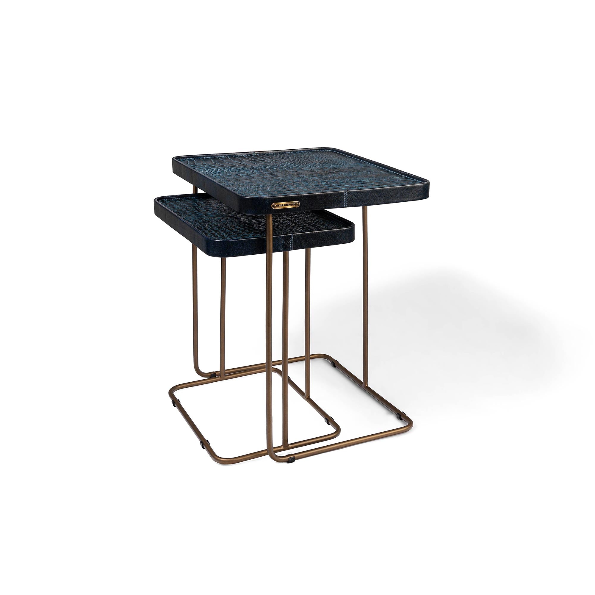 Croco Nested Table- Blue (Set Of Two)