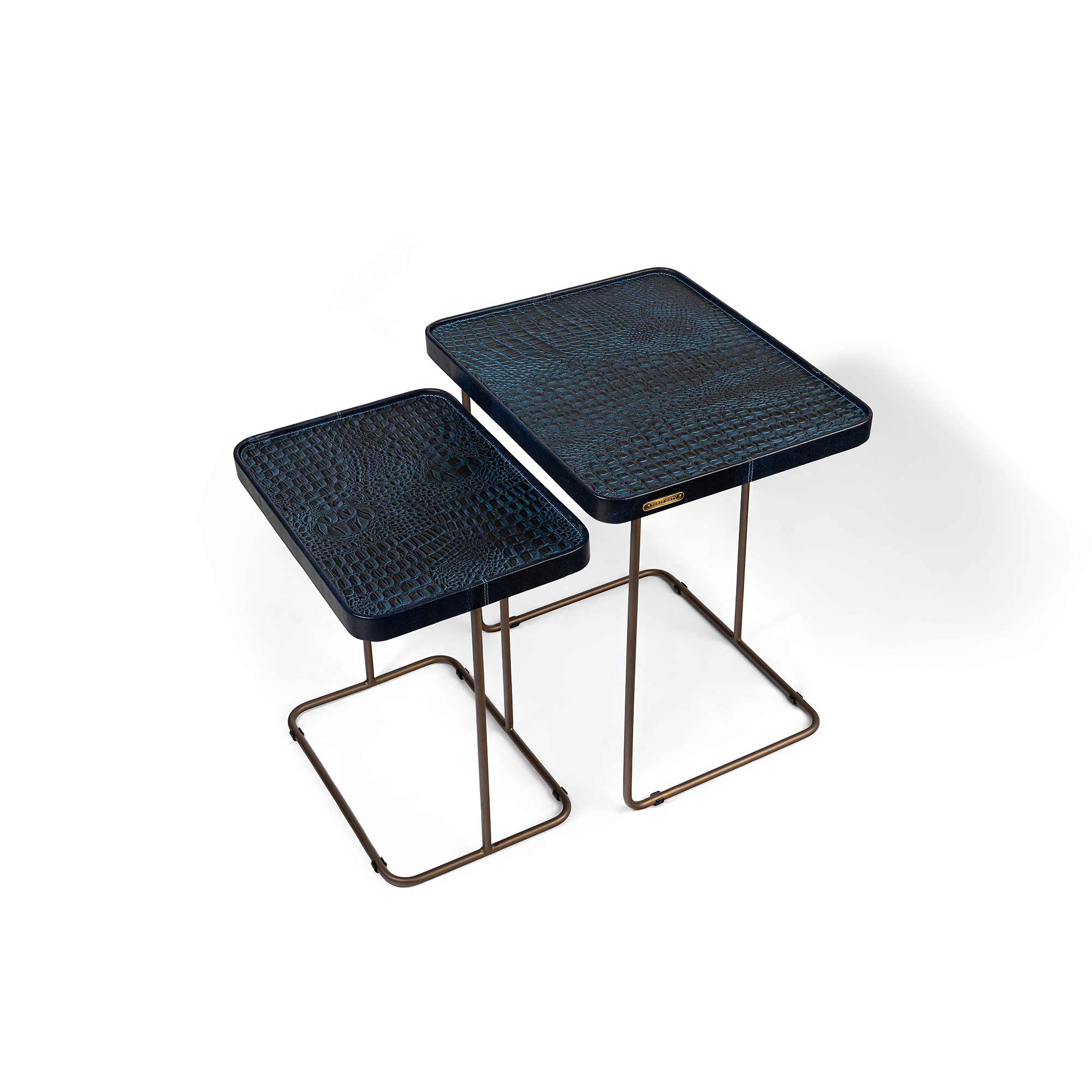 Croco Nested Table- Blue (Set Of Two) - Three Sixty Life