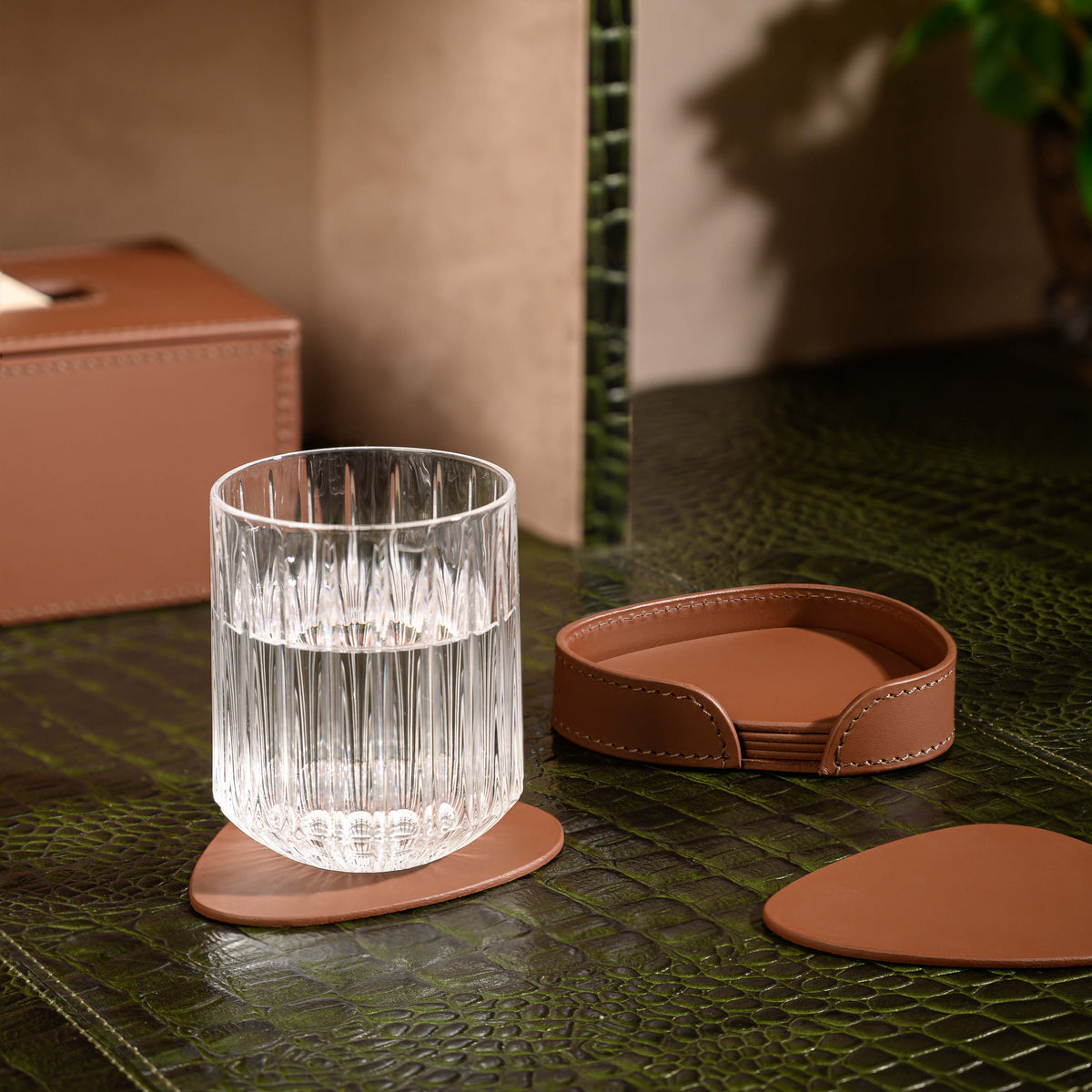 Sterling Classic Coasters Set Abstract Shape Antique Brown