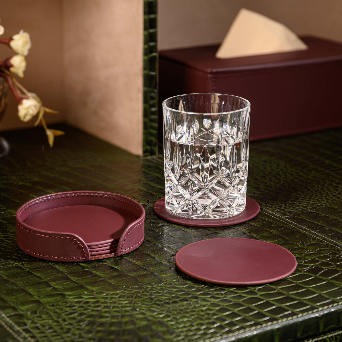 Sterling Classic Coasters Round Bordeaux