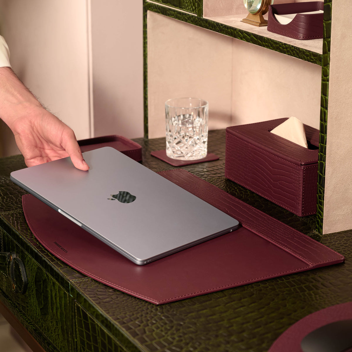 Sterling Croco Desk Blotter Bordeaux