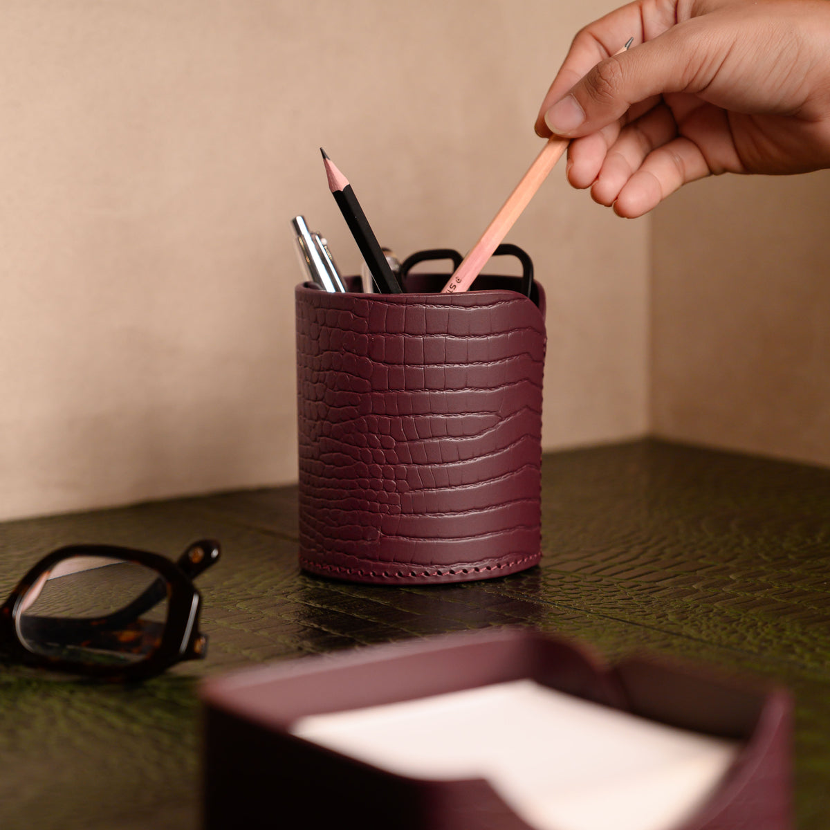 Sterling Croco Pencup Bordeaux