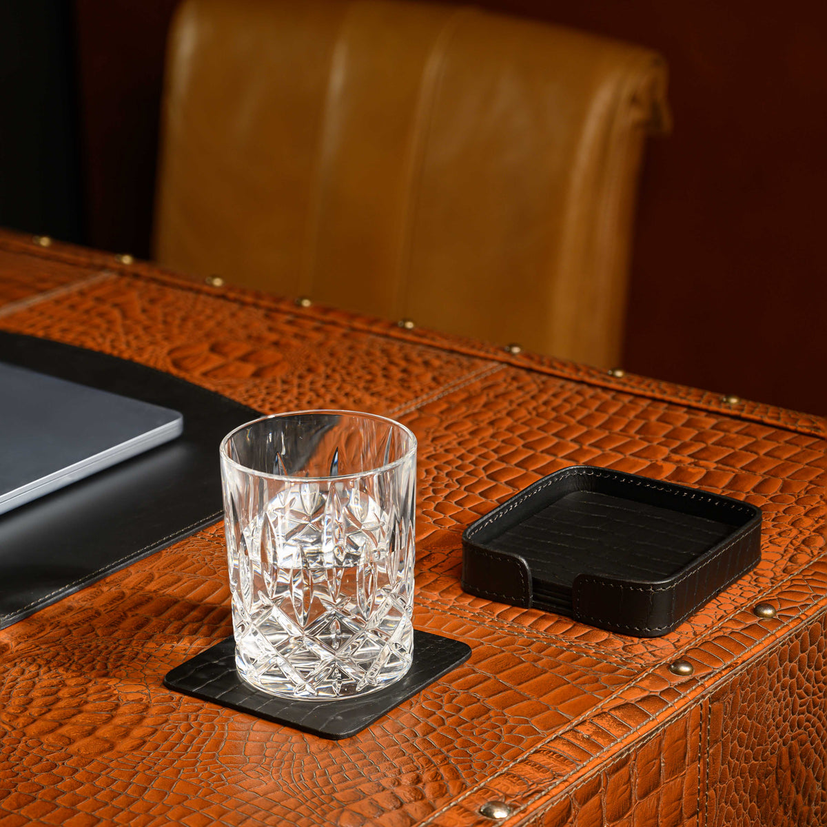 Sterling Croco Coasters Square Black