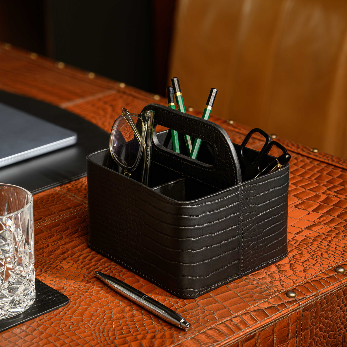 Sterling Croco Carry All Caddy Black