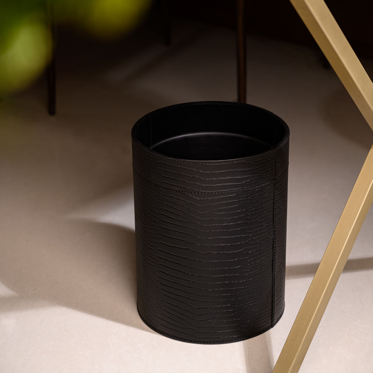 Sterling Croco Wastebin With Metal Inner Black