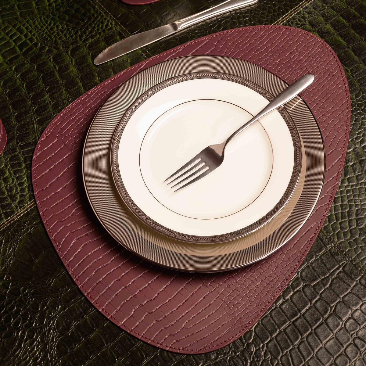 Sterling Croco Placemats Bordeaux