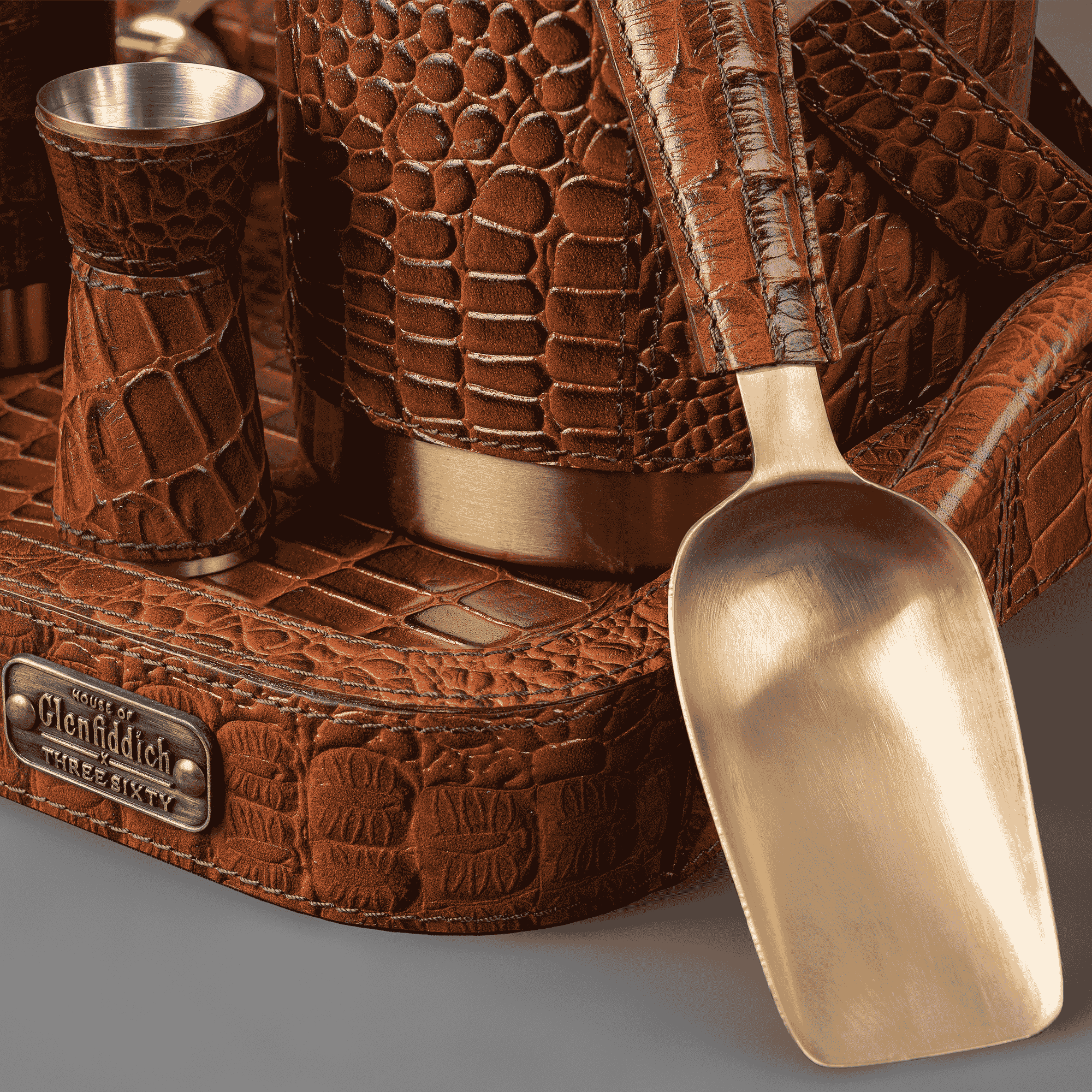 Debonair Bar Tray & Cocktail Set Tan