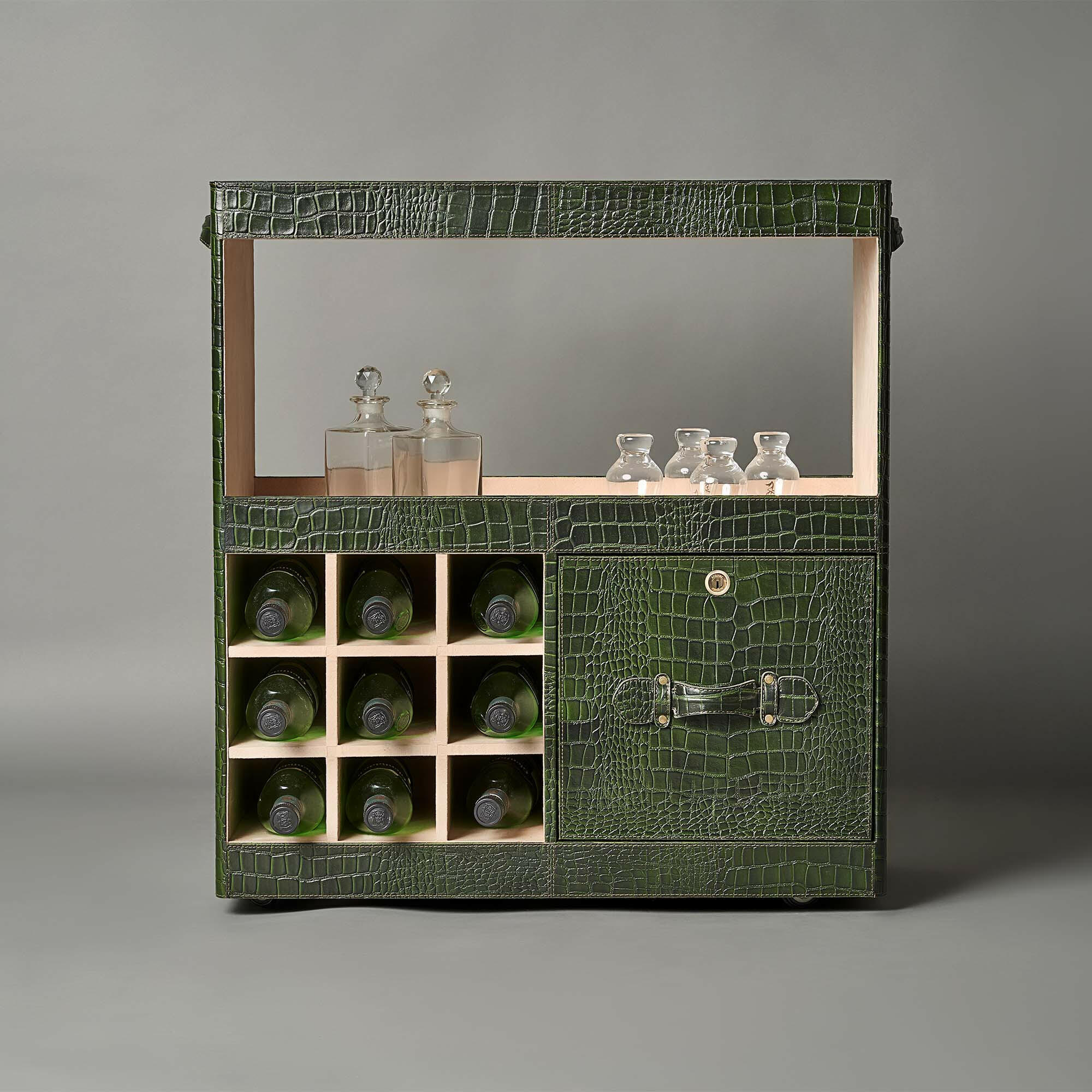 Debonair Croco Bar Trolley Green – Three Sixty Leather