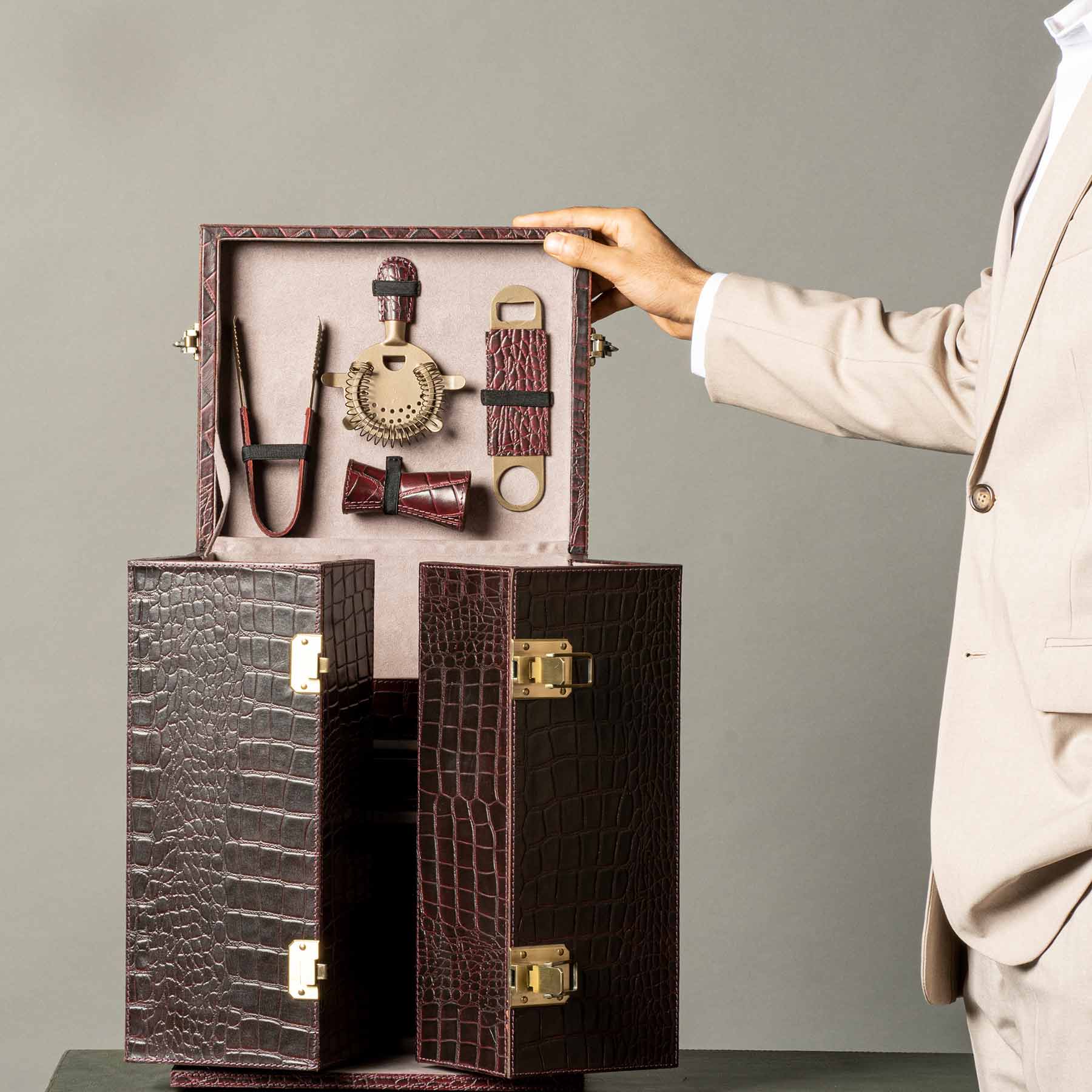 Debonair Portable Cocktail Bar Burgundy