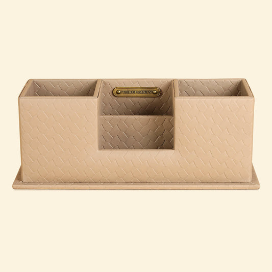 Desk Caddy Beige | Vegan Leather Desk Organizers