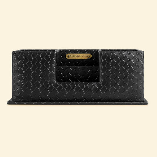 Desk Caddy Black | Vegan Leather Desk Organizers
