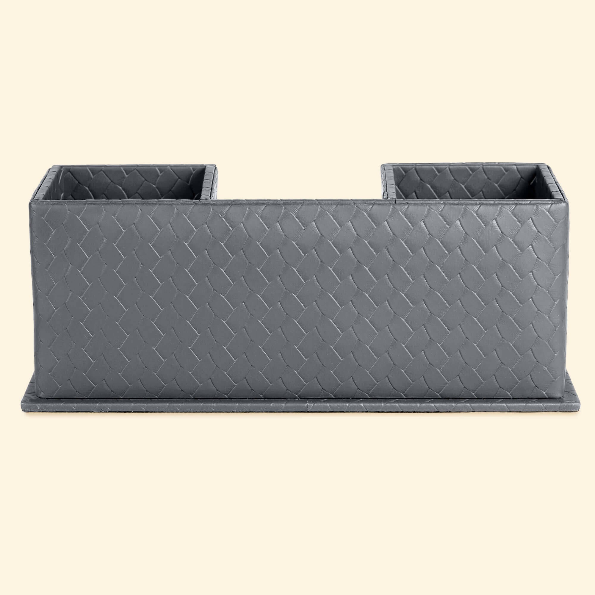 Entwine Desk Caddy Grey | Faux Leather Desk Organizers