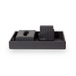 Leather Tray Set With Tissue Box & Coasters Combo (Black)