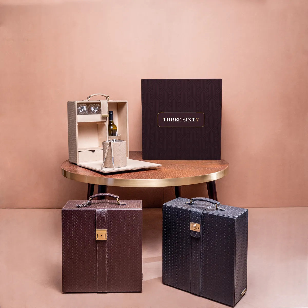 Entwine Briefcase Portable Bar Brown
