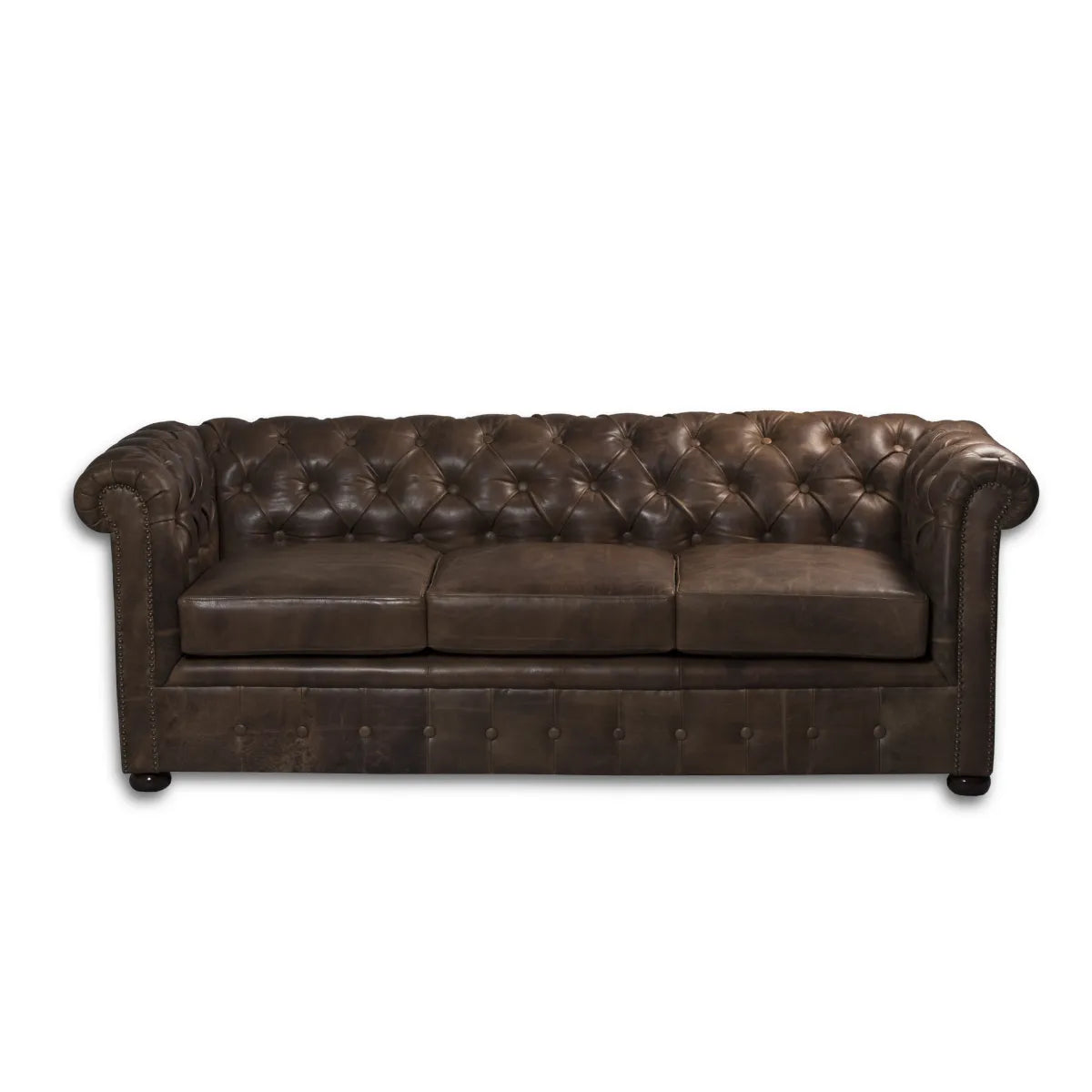 Genuine Leather Chesterfield Three Seater Sofa In Brown Colour