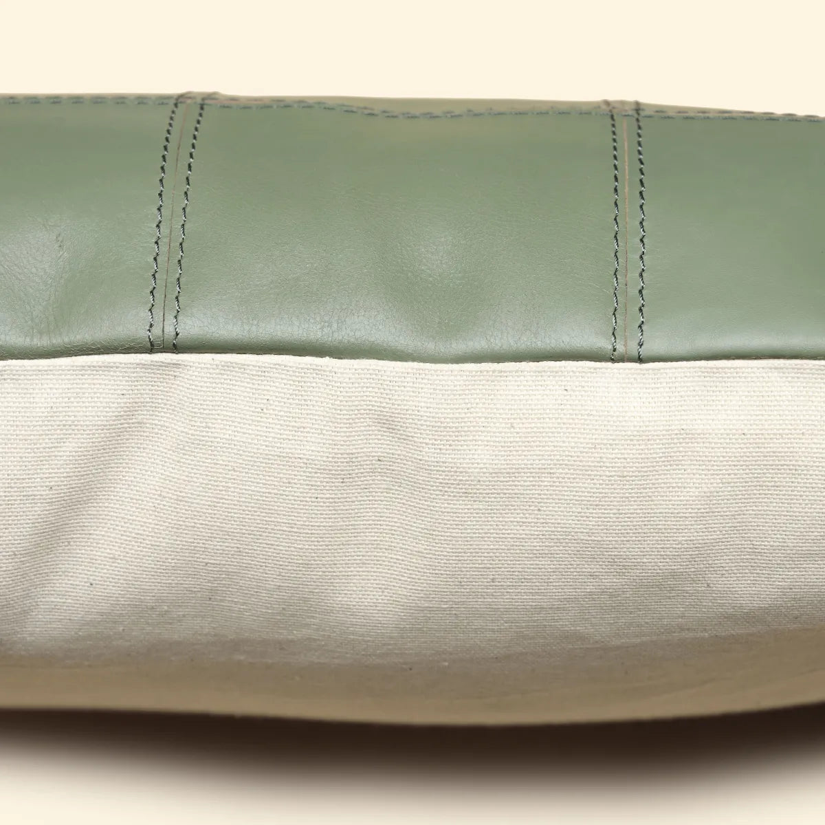 Genuine Leather Cushion-Olive Green