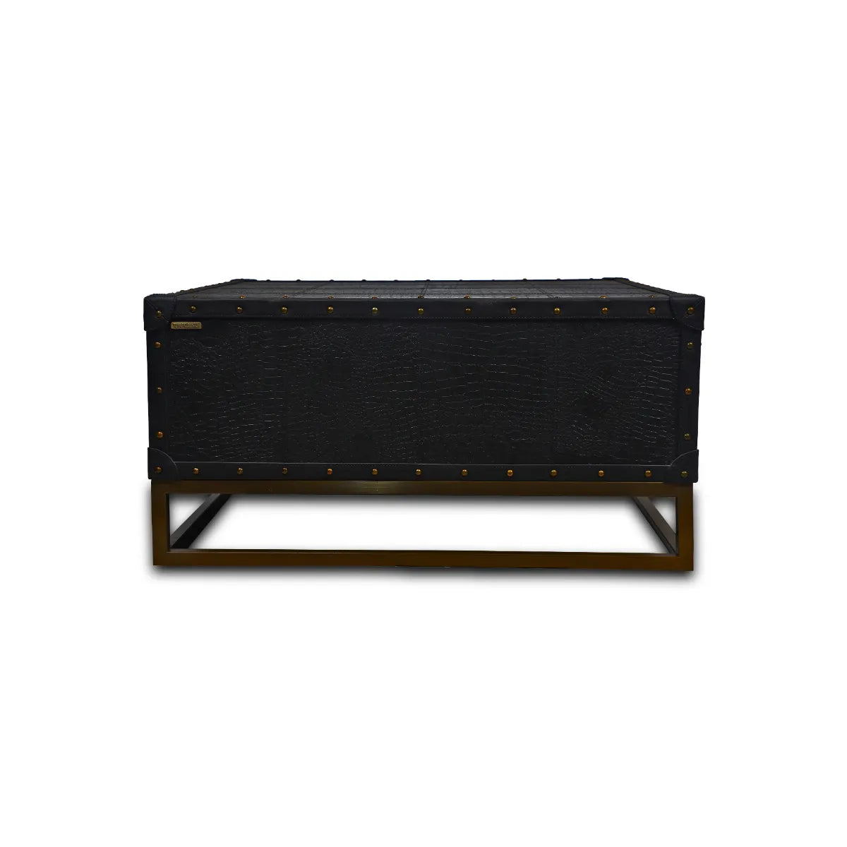 Genuine Leather Square Centre Table With Open Shelf In Black Colour