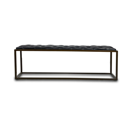 Genuine Leather Cushioned Bench In Black Colour