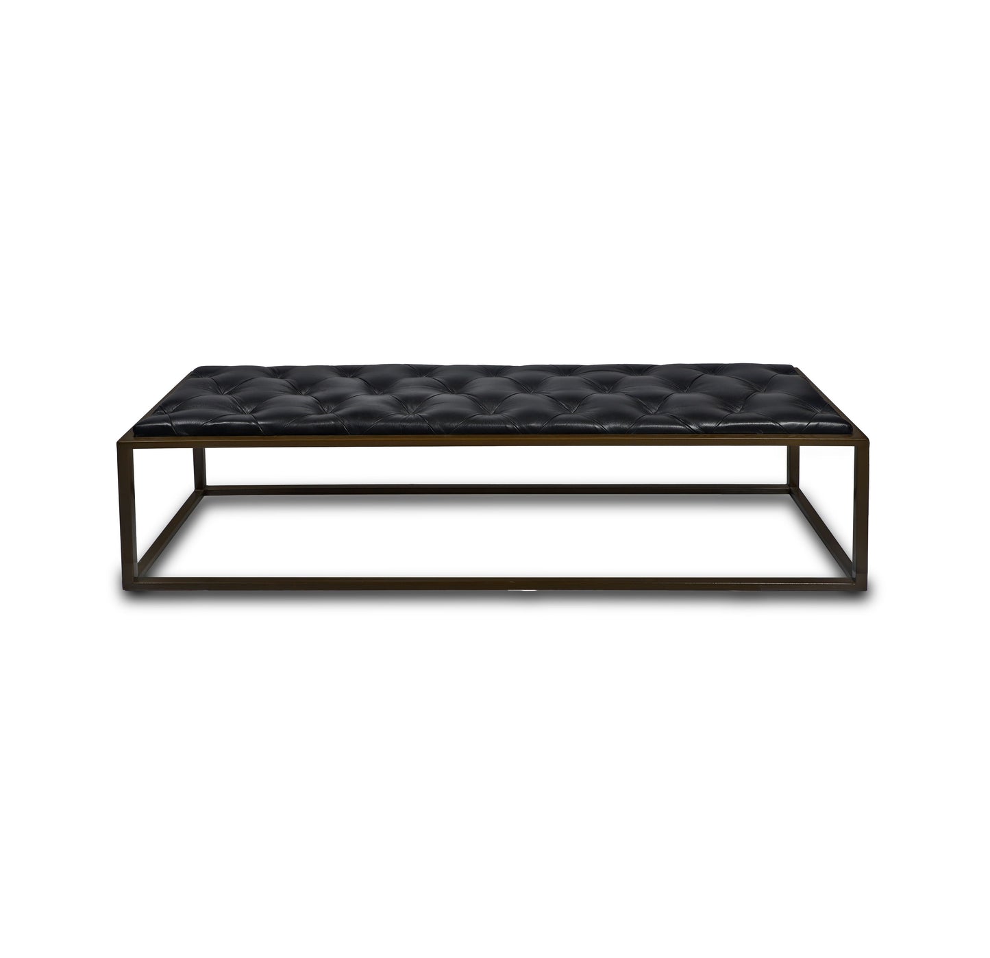 Genuine Leather Cushioned Bench In Black Colour