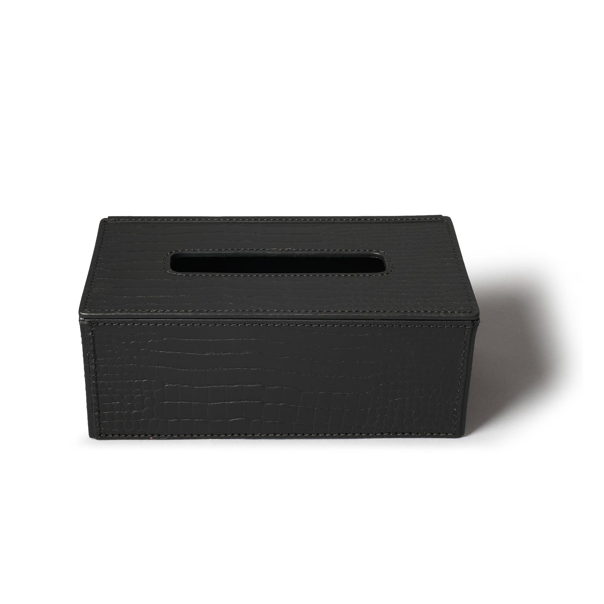 Sterling Croco Tissue Box Holder Black