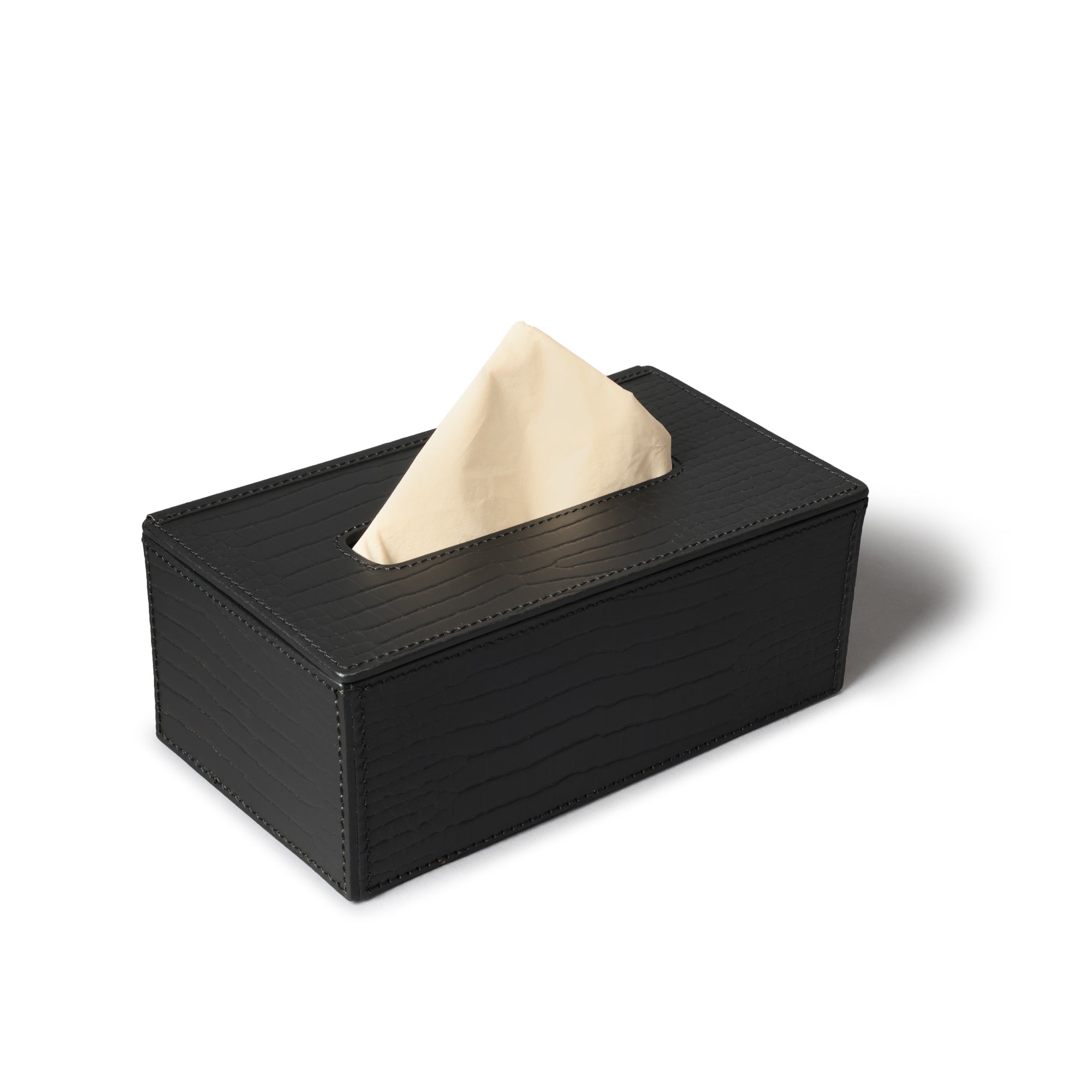 Sterling Croco Tissue Box Holder Black