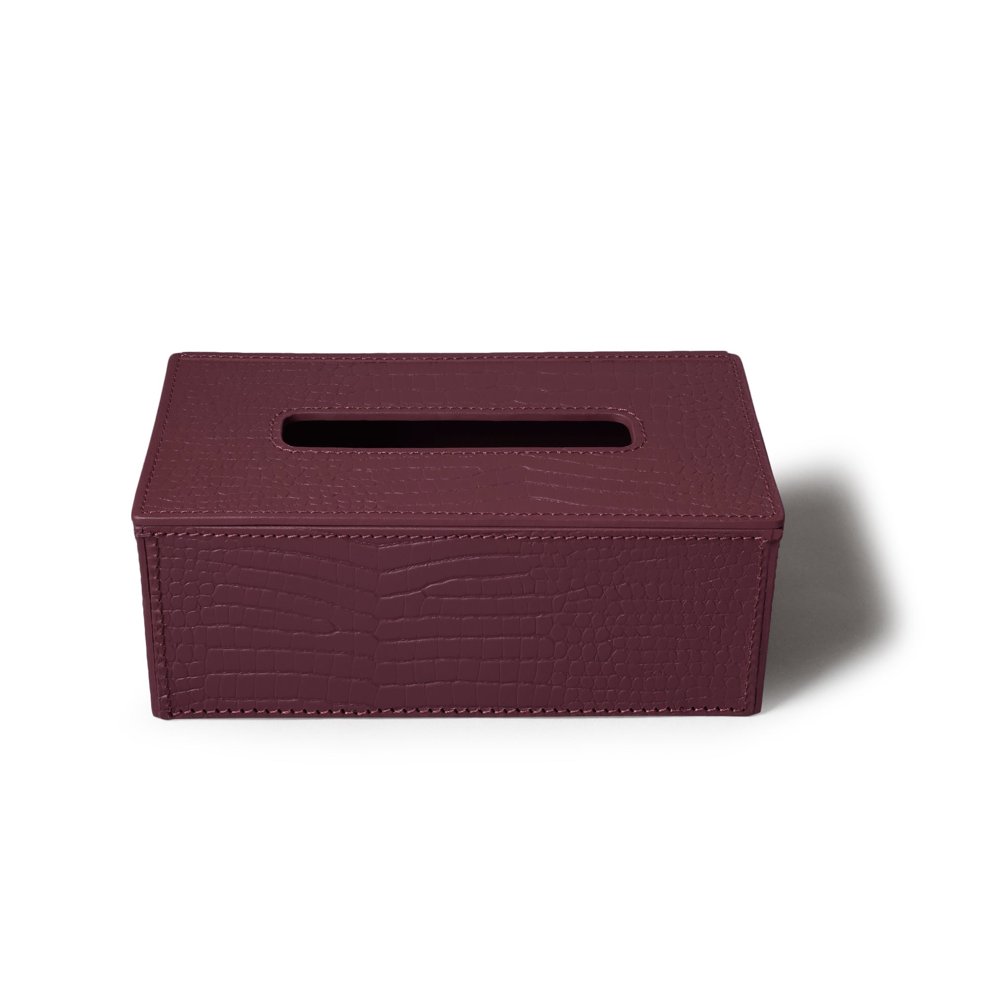 Sterling Croco Tissue Box Holder Bordeaux