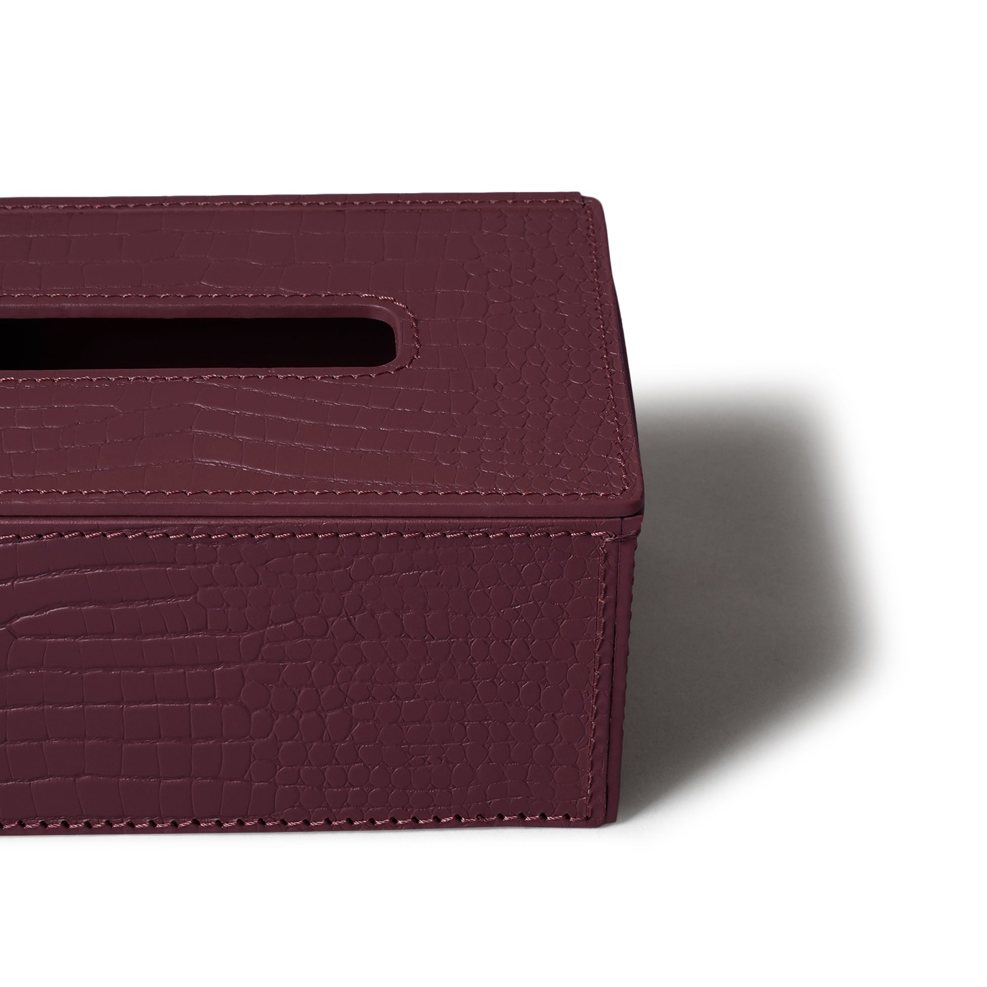 Sterling Croco Tissue Box Holder Bordeaux