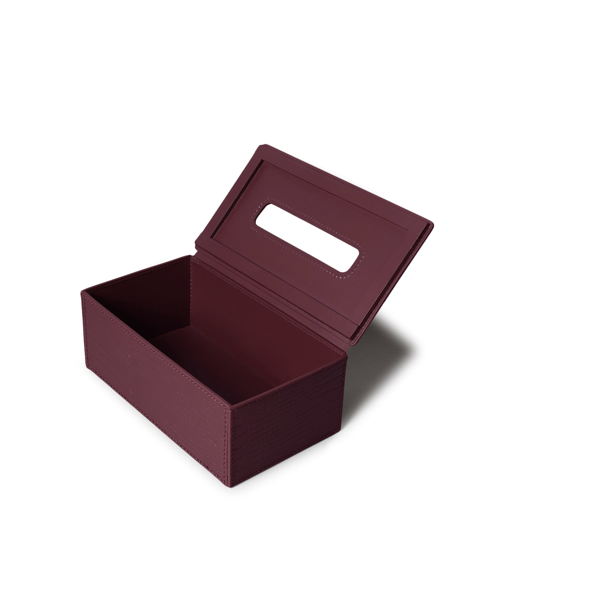 Sterling Croco Tissue Box Holder Bordeaux