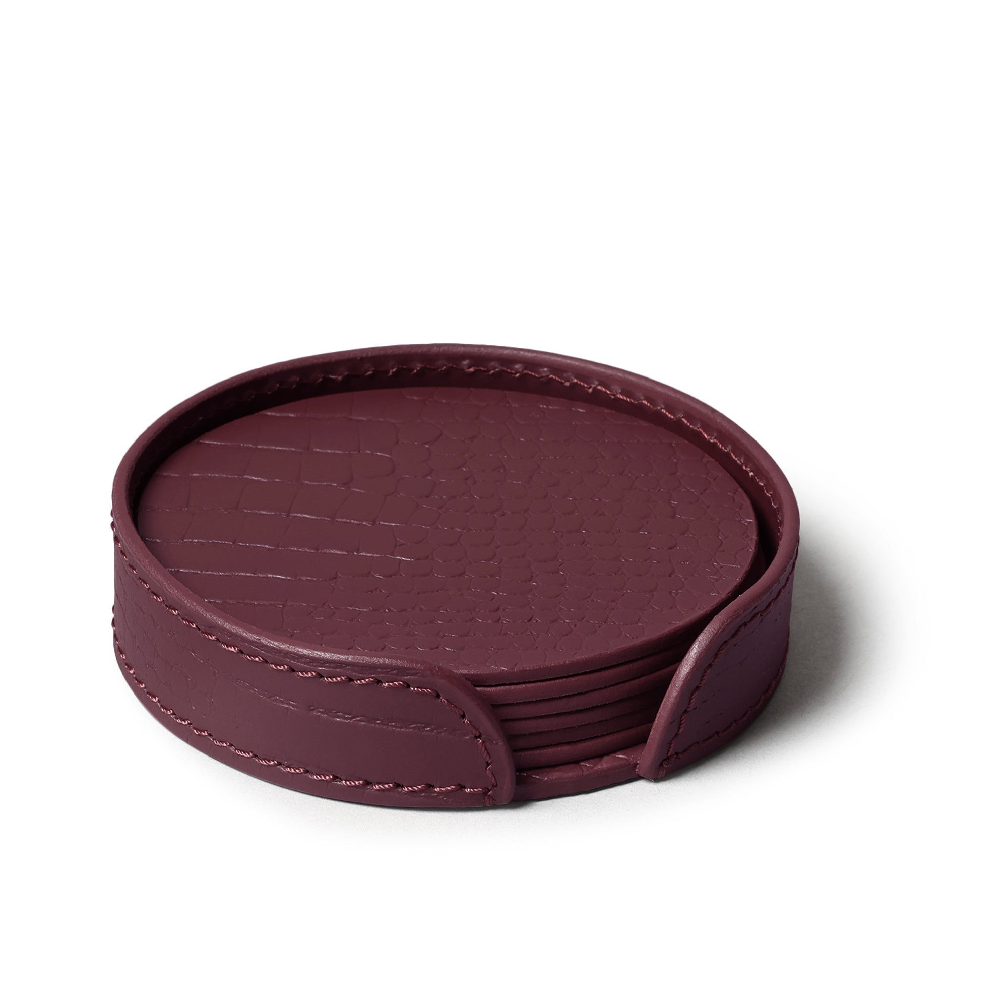 Sterling Croco Coasters Round Bordeaux