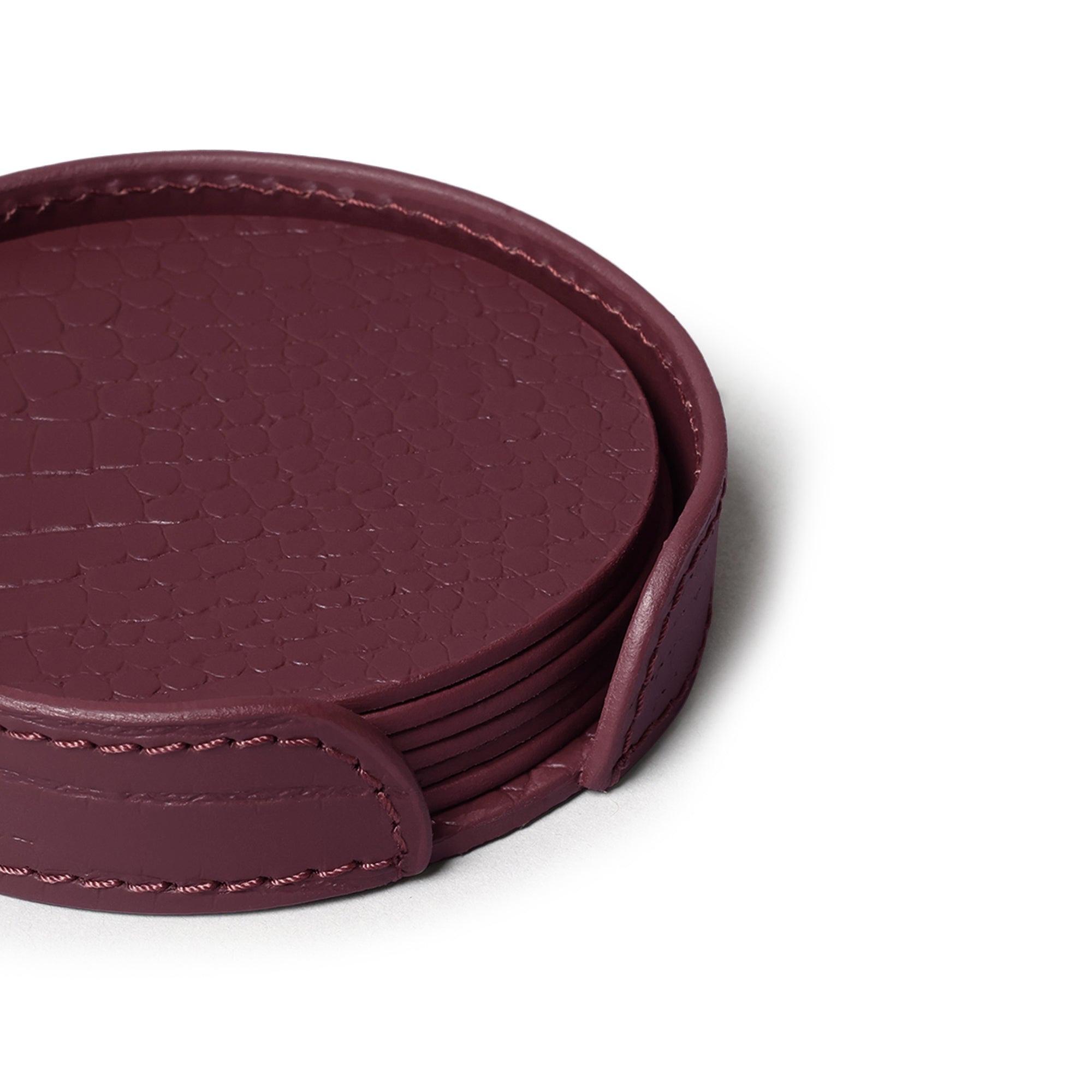 Sterling Croco Coasters Round Bordeaux