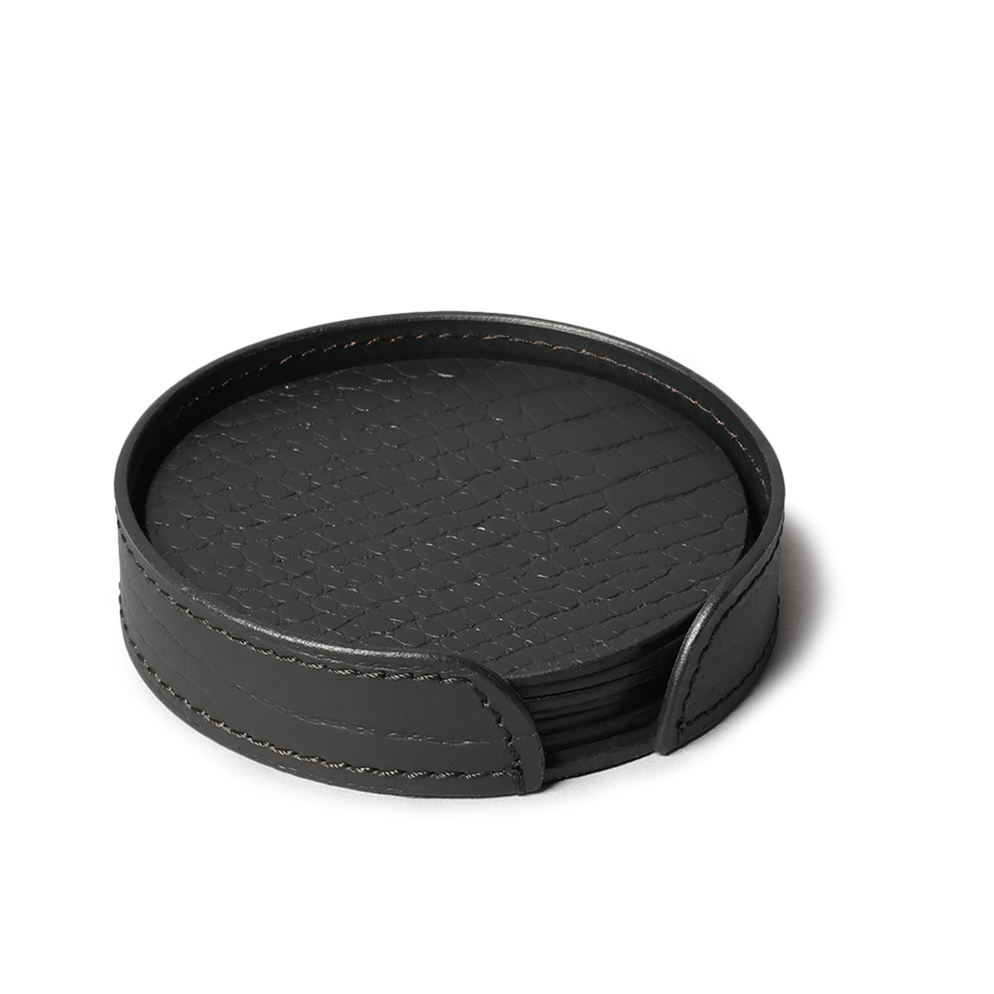 Sterling Croco Coasters Round Black