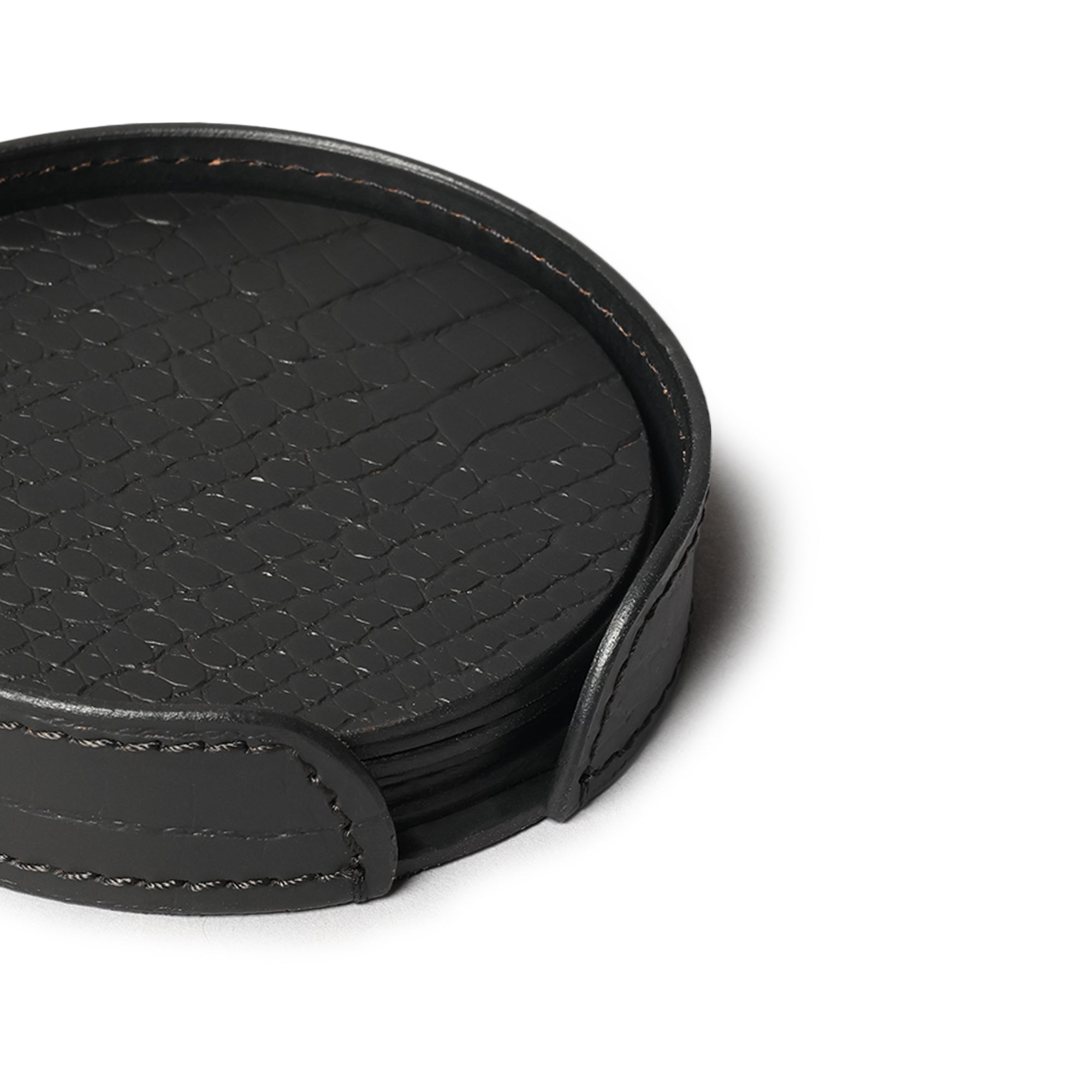 Sterling Croco Coasters Round Black