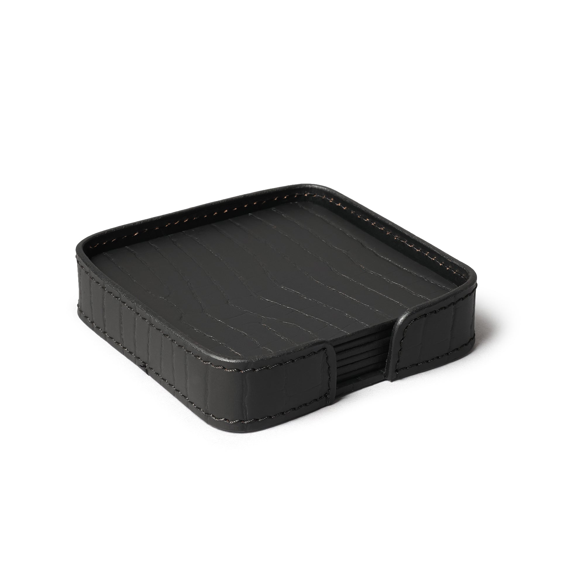Sterling Croco Coasters Square Black