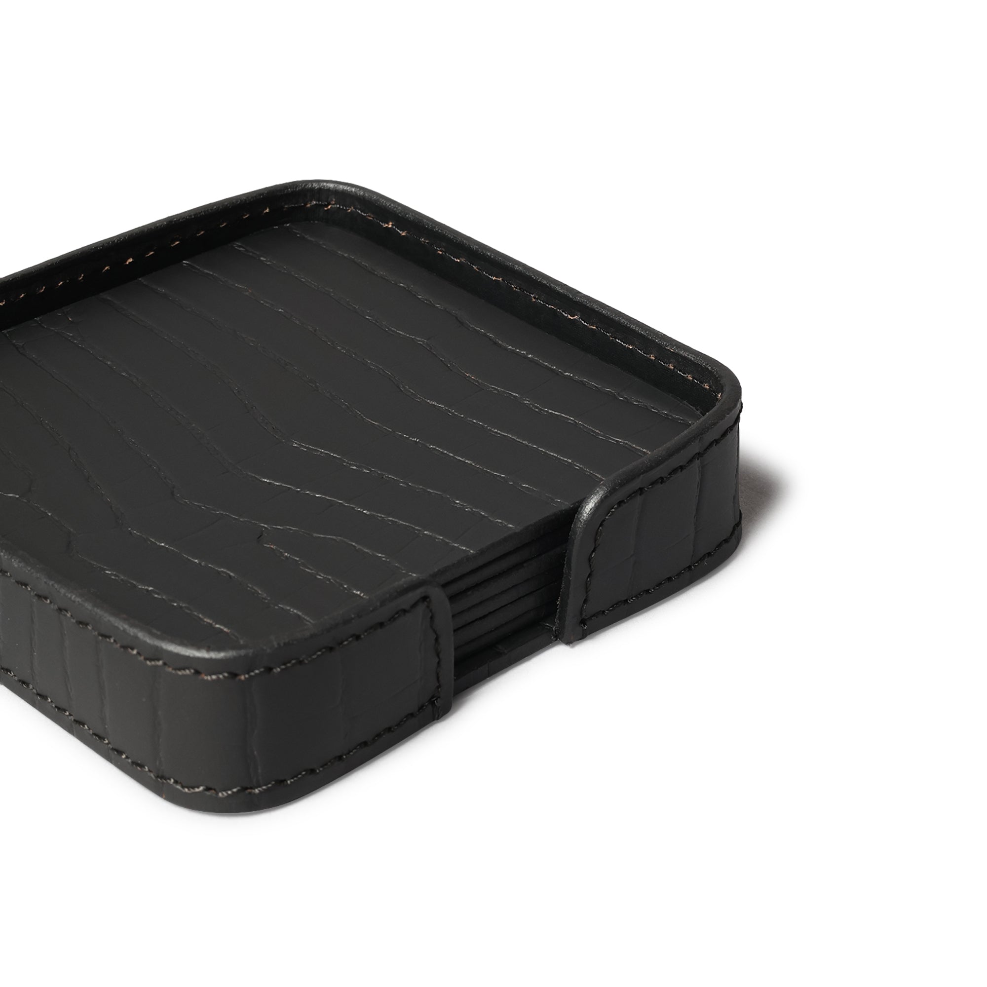 Sterling Croco Coasters Square Black