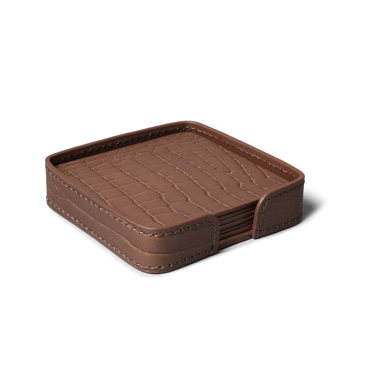 Sterling Croco Coasters Square Antique Brown
