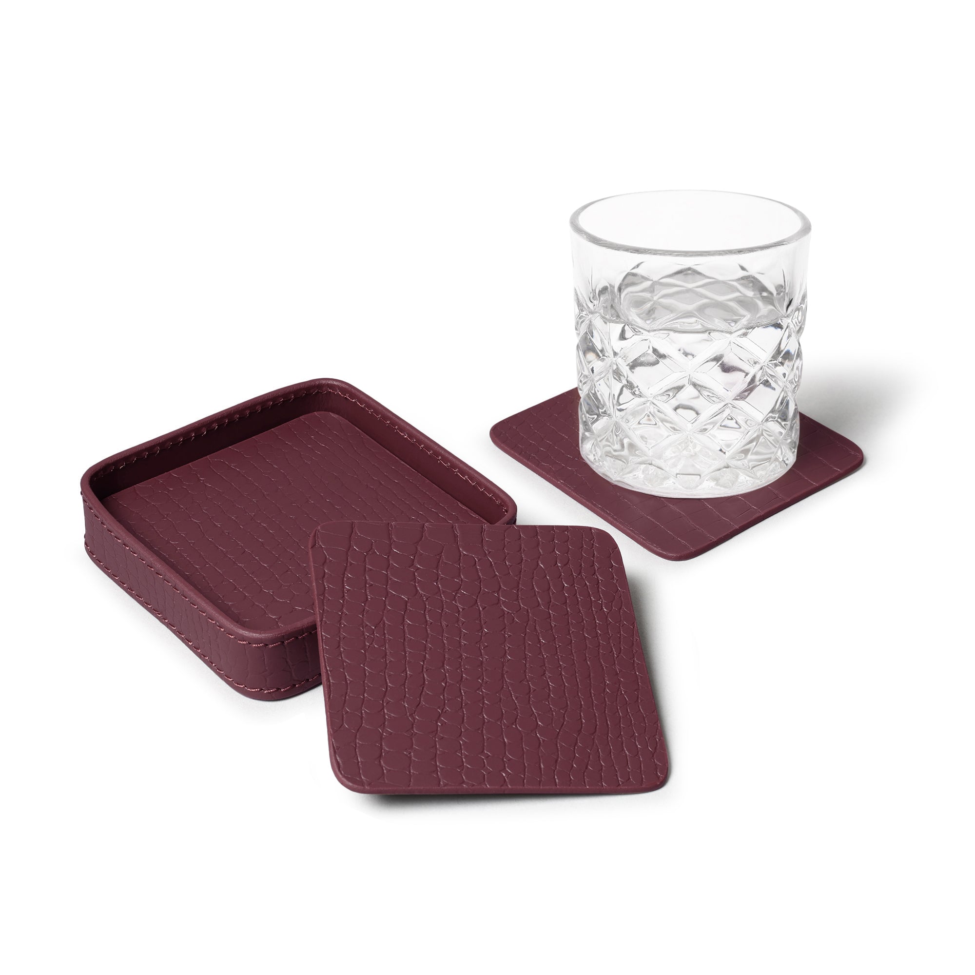Sterling Croco Coasters Square Bordeaux