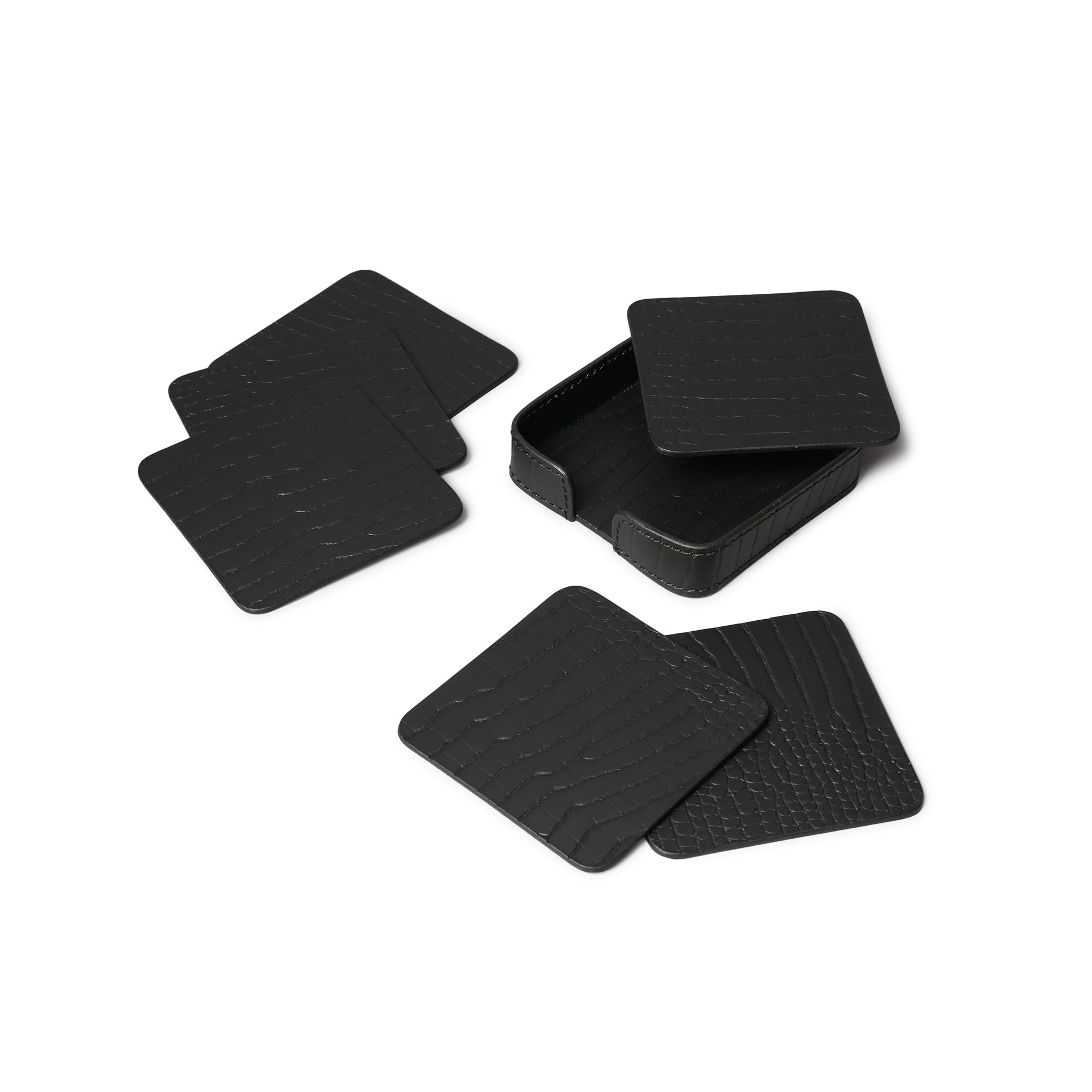 Sterling Croco Coasters Square Black