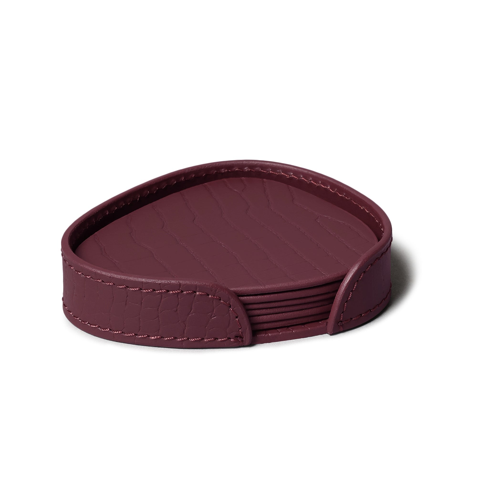 Sterling Croco Coasters Set Abstract Shape Bordeaux