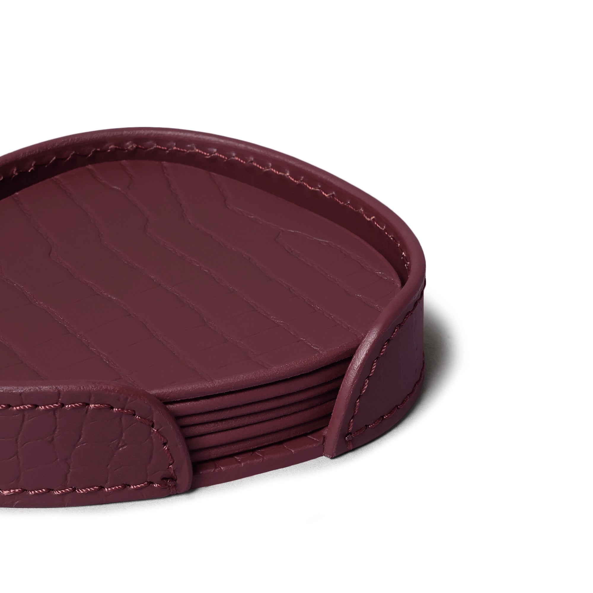 Sterling Croco Coasters Set Abstract Shape Bordeaux