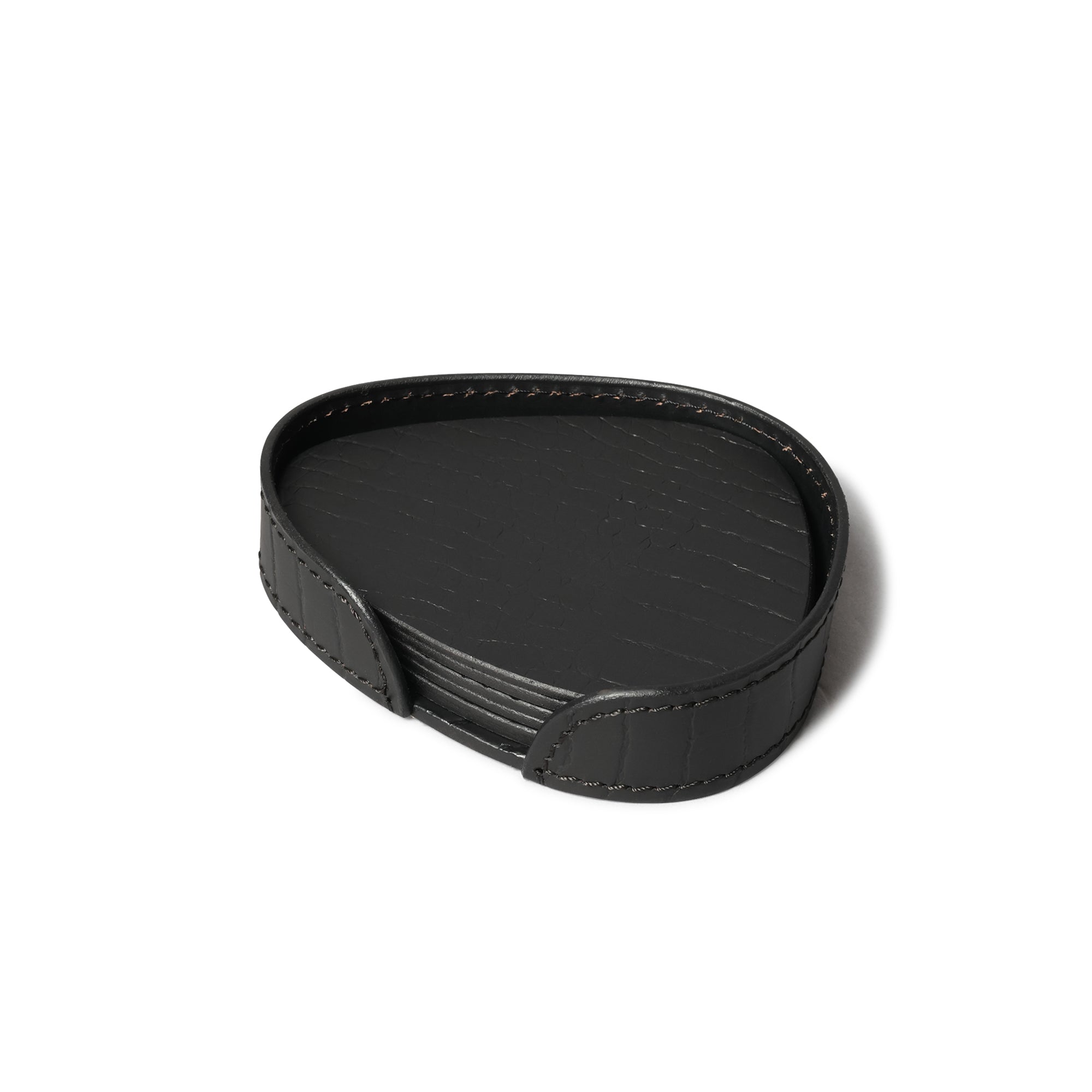 Sterling Croco Coasters Set Abstract Shape Black