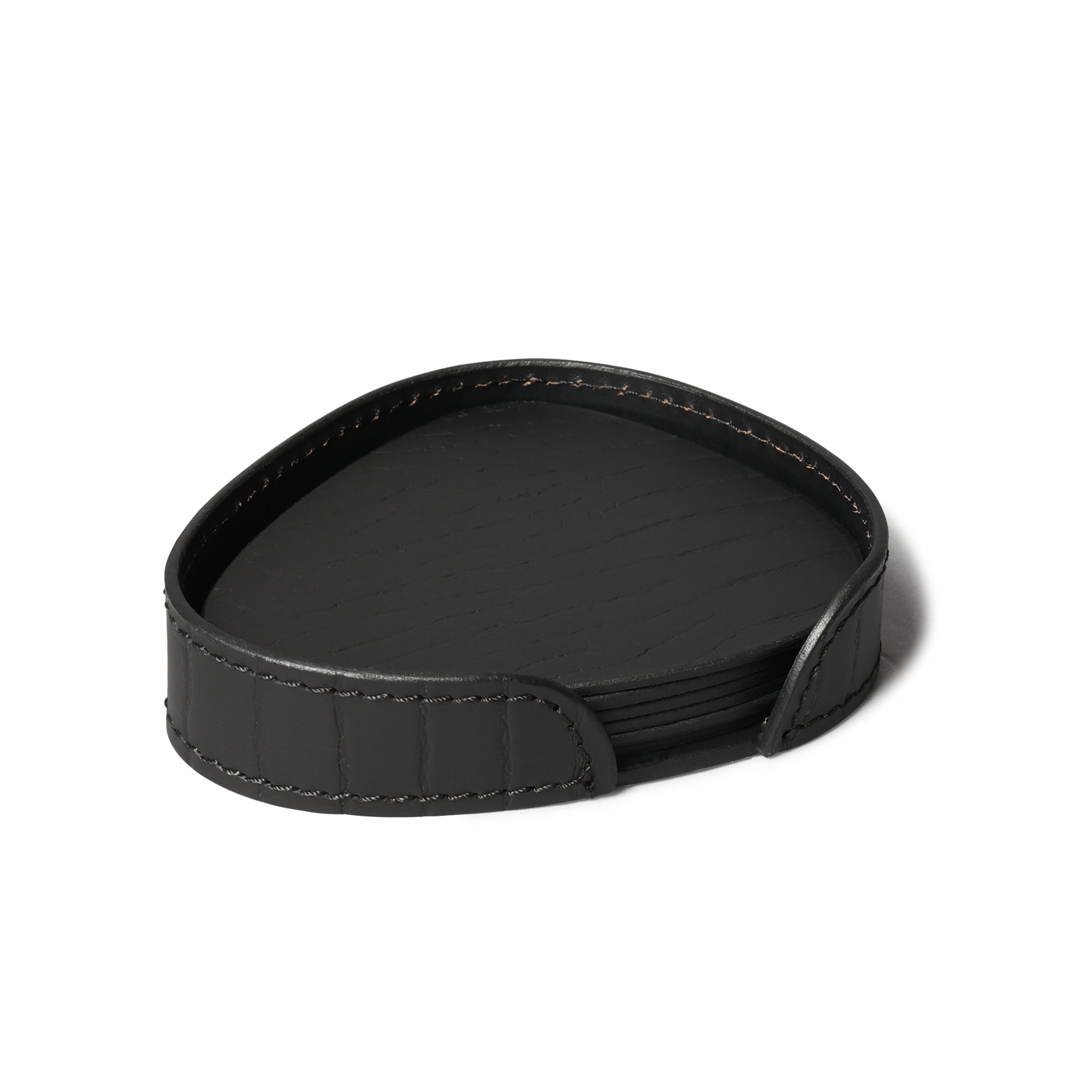 Sterling Croco Coasters Set Abstract Shape Black