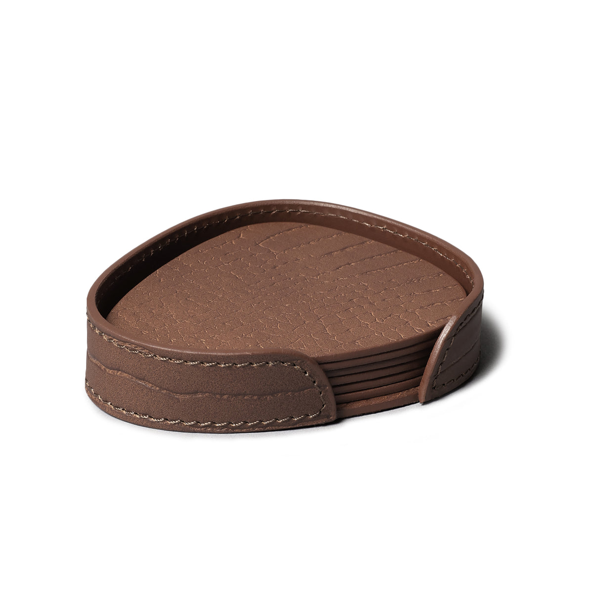 Sterling Croco Coasters Set Abstract Shape Antique Brown