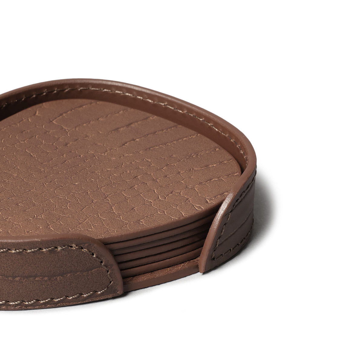 Sterling Croco Coasters Set Abstract Shape Antique Brown