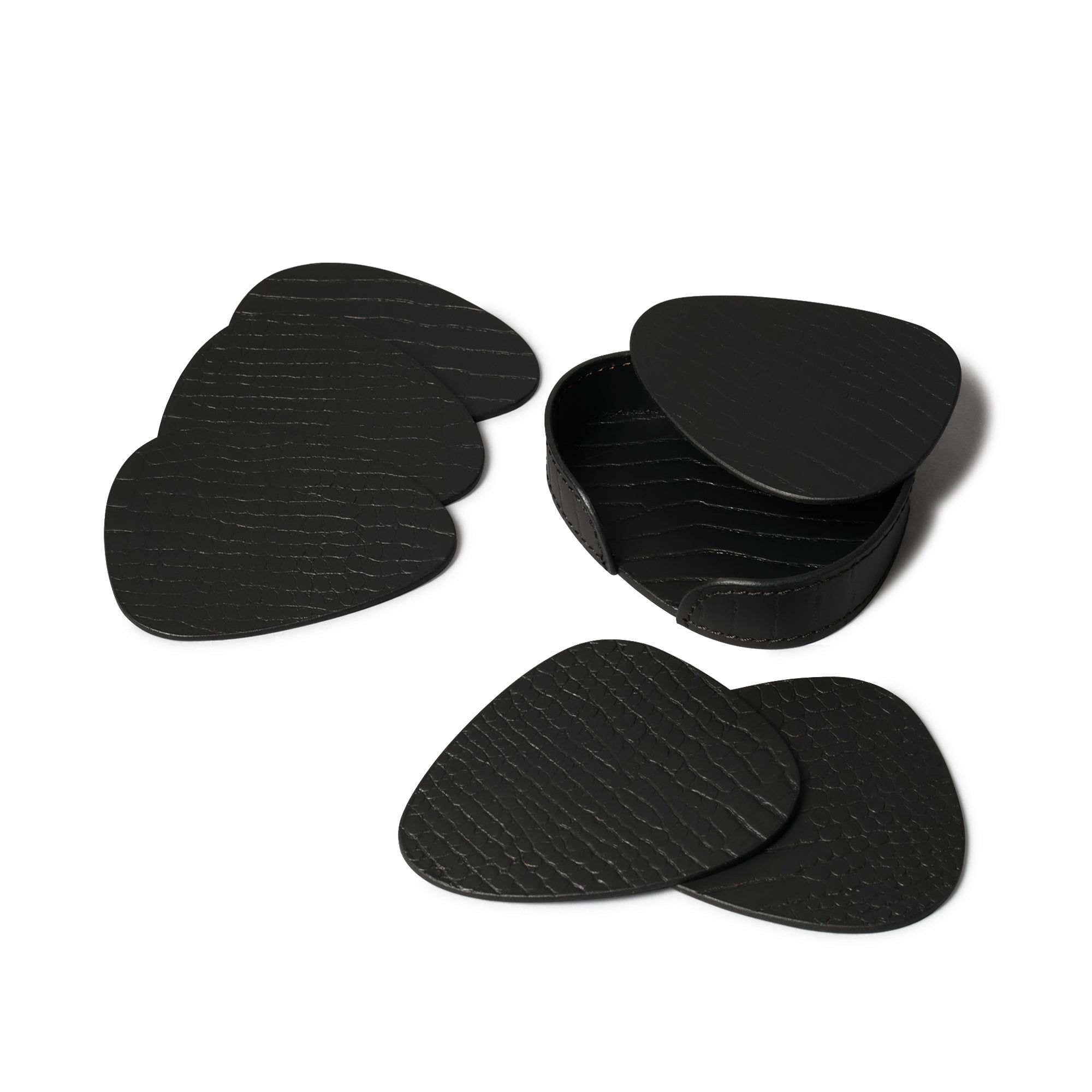 Sterling Croco Coasters Set Abstract Shape Black