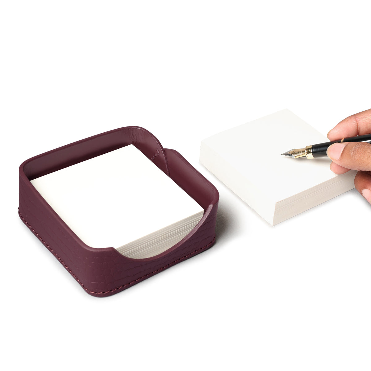 Sterling Croco Memo Holder Bordeaux