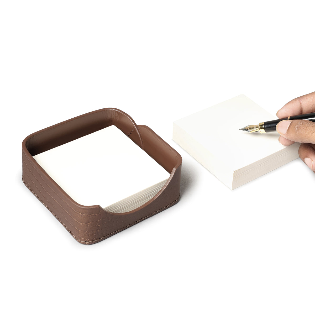 Sterling Croco Memo Holder Antique Brown